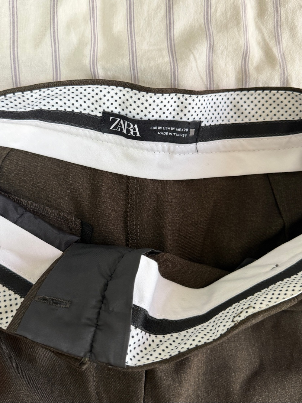 Zara Classic Wide-Leg Pants - Dark Brown - Picture 7 of 7